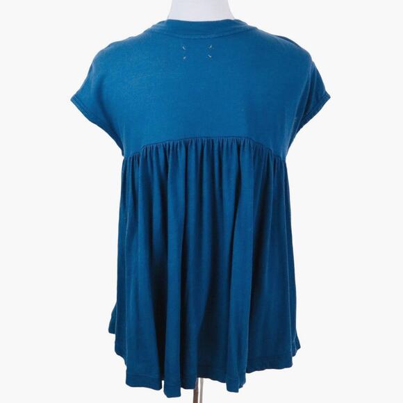 Lou & Grey Size XS Cotton Jersey Knit Tee Cap Sleeve Crew Neck Blue - Picture 4 of 9